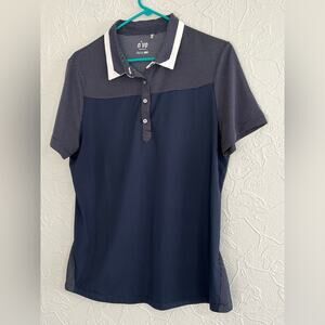 Nivo Womens Navy Short Sleeve Collared Activewear Golf Polo Shirt Size Large